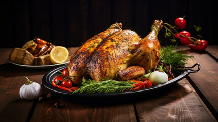 Roasted whole chicken stock photo