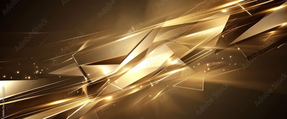 Aufkleber abstract golden geometric background with dynamic light effects.