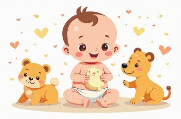 illustration of a happy baby on a white background