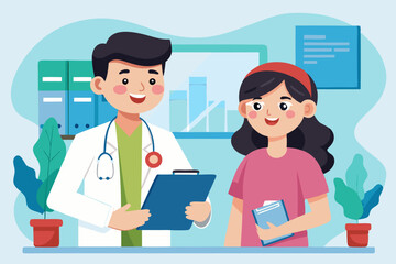 A doctor and nurse discussing a patient care plan in a hospital