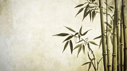 Serene Vintage Chinese Bamboo Landscape with Natural Peaceful Atmosphere