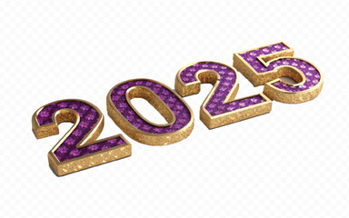 abstract 3d different style Happy new year 2025 typography text design background.