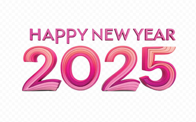 abstract 3d different style Happy new year 2025 typography text design background.