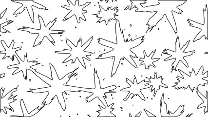 Contour lines of star paint strokes with splatters