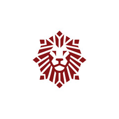 Lion head geometric vector logo design	