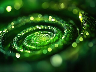 abstract green spiral with bokeh effect