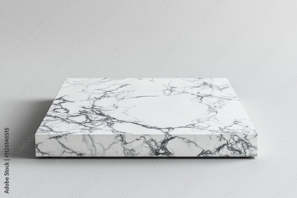 Poster a rectangular marble slab with a white and black veined pattern.