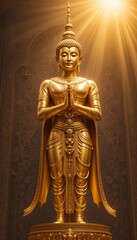 A golden Buddha statue with exquisite craftsmanship.