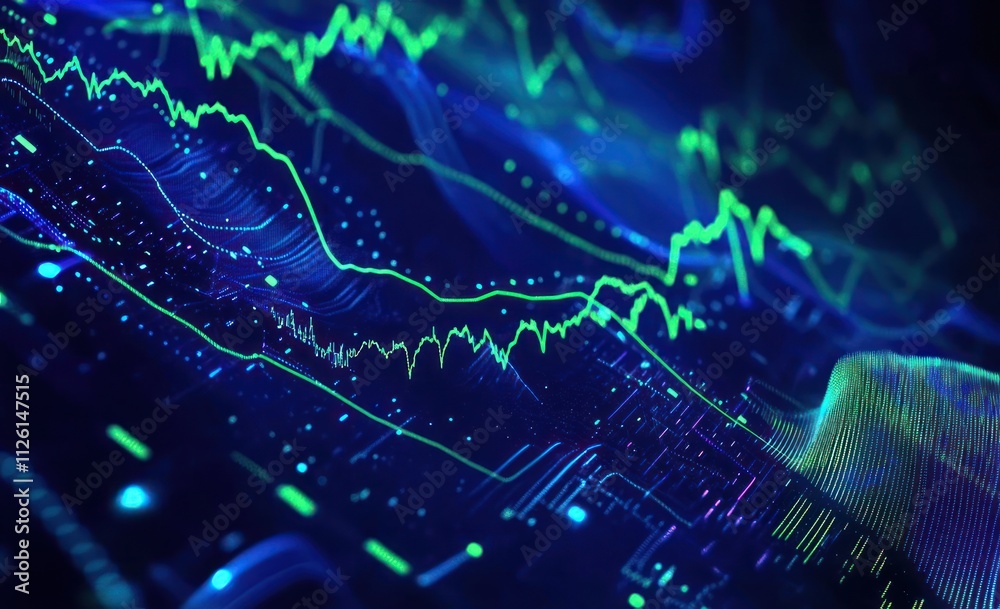 Leinwandbilder abstract digital visualization of data trends and analytics in vibrant colors.