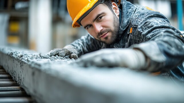 Engineer testing fiber-reinforced concrete's flexural strength
