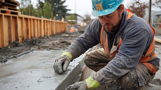 Engineer testing fiber-reinforced concrete's flexural strength