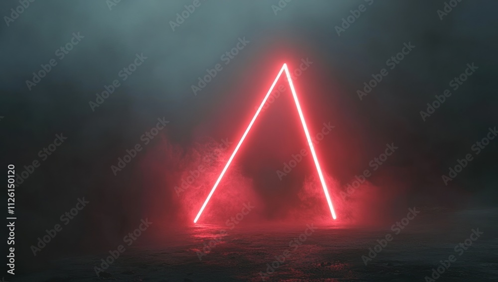 Poster a glowing red triangular shape emerges from a foggy, dark environment.