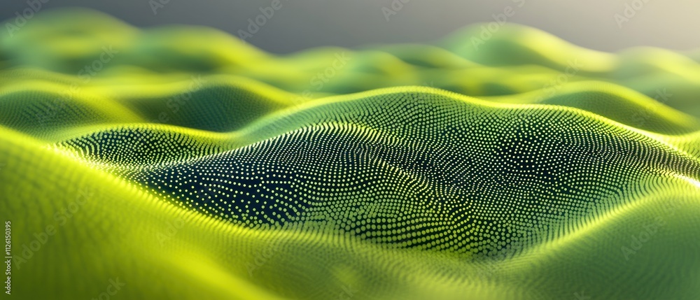 Fototapete abstract representation of rolling hills with a vibrant green hue and intricate patterns.