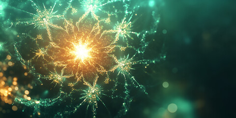 Glowing Abstract Snowflake with Radiant Light Effects