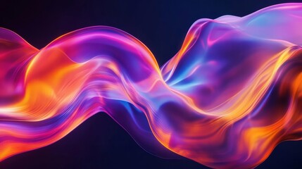 Abstract Neon Wave Art, Colorful Light Flow, Vibrant Wave Design