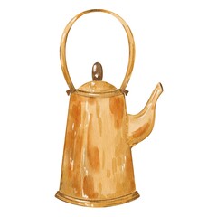 Kettles element for fabric design, kettles print, kettle isolated, kitchen design, watercolor kettle, tea print, coffee print