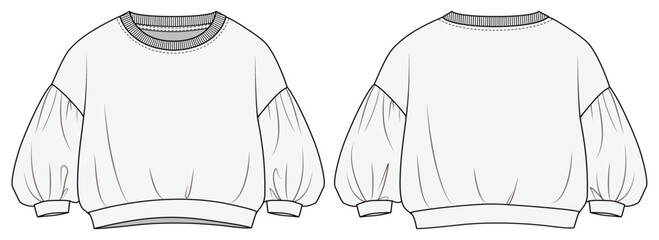 illustration of a baby wear sweater toddler kids, infant baby, sleep full bodysuit, fashion flat sketch, vector illustration, cad, technical drawing, flat drawing, template, mockup.
