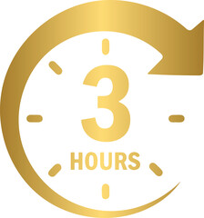 3 hours timer count icon, stopwatch timer icon, countdown timer