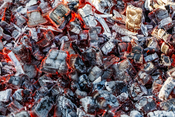 A pile of wood that has been burned