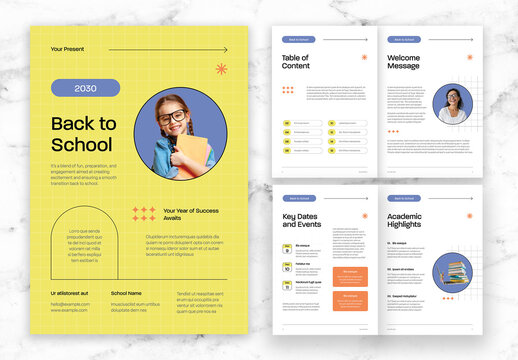 Blue And Yellow Back To School Brochure