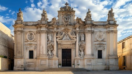 Obraz premium The Baroque Facade of a Church in Syracuse, Italy