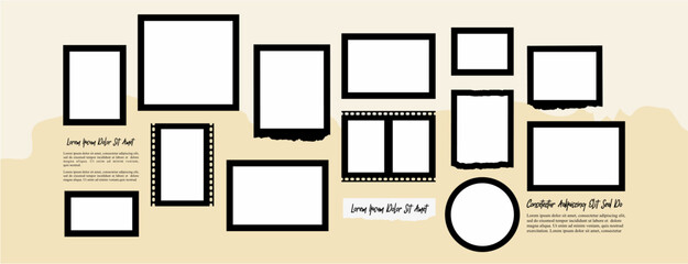 Pictures or photos frame collage comics page grid layout abstract photo frames and digital photo wall template