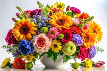 Panoramic Still Life Flower Photography: White Background Floral Arrangement