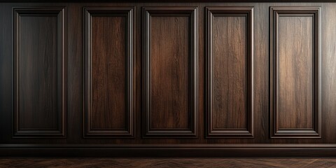 Luxury wood paneling background or texture. highly crafted classic or traditional wood paneling, with a frame pattern, often seen in courtrooms, premium hotels, and law offices. .