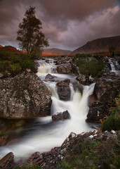Glen Etive Mor Waterfall in Glencoe Valley, Scotland © Cavan
