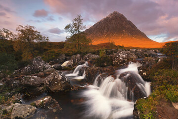 Glen Etive Mor Waterfall in Glencoe Valley, Scotland © Cavan