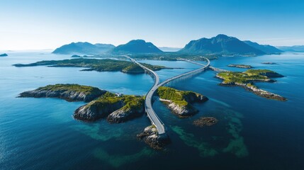 Aerial View of the Atlantic Road Bridge in Norway