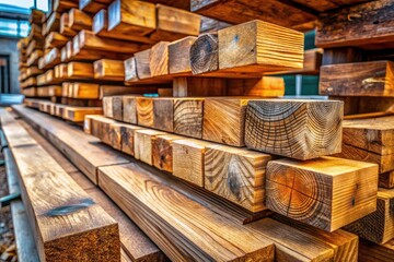 Fototapeta premium Rustic Wooden Beams: High-Resolution Product Photography for Construction, DIY, and Home Decor