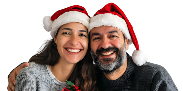 couple in santa hats
