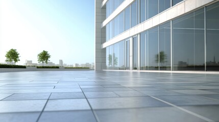 Obraz premium Modern Office Building with Glass Facade and Plaza