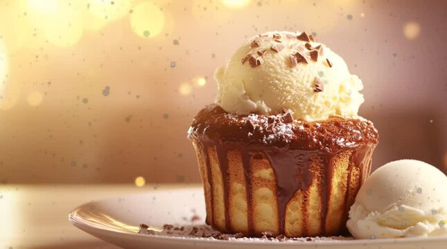 Chocolate pumpkin with ice cream on top