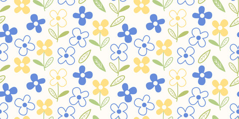 Flower seamless pattern design with beautiful flower and leaves. Flower art. floral and leaf pattern design for fabric, cotton, wallpaper, satin, gift wrap, carpet, background.	