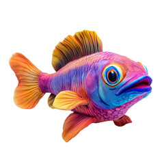 Fototapeta premium ANGLED view of a perfectly made hyper-realistic bonitofish colorful fish soft toy isolated on a white transparent background