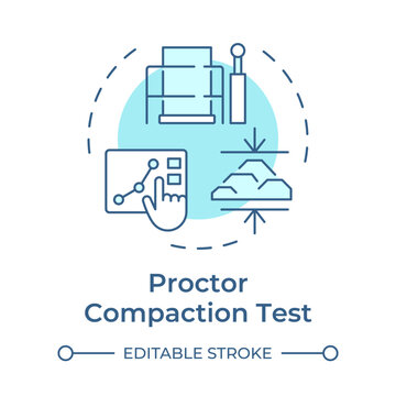 Proctor compaction test soft blue concept icon. Optimum moisture content for soil maximum dry density. Round shape line illustration. Abstract idea. Graphic design. Easy to use in presentation
