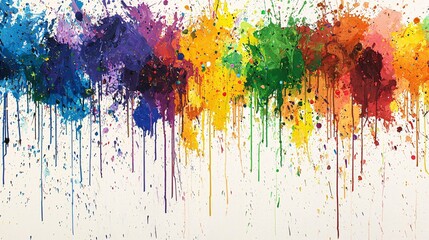Fototapeta premium A vivid burst of colors flows from paintbrushes onto a blank canvas, creating an abstract masterpiece that sparks creativity and inspiration.