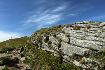 Landscape of Polonina Carynska in Bieszczady mountain range, Poland