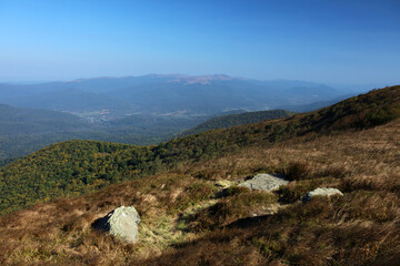 Naklejka premium View from Wielka Rawka peak in Bieszczady mountain range, Poland
