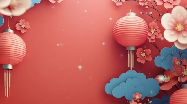 Chinese new year background with lantern, copy space for text