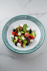 Tasty and juicy salads with sauces