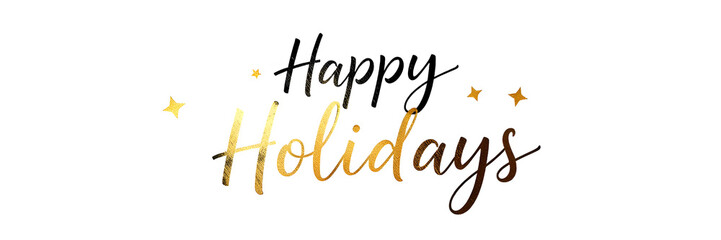 Fototapeta premium Handwritten elegant calligraphic lettering of Happy Holidays on white background. Minimalist greeting banner 