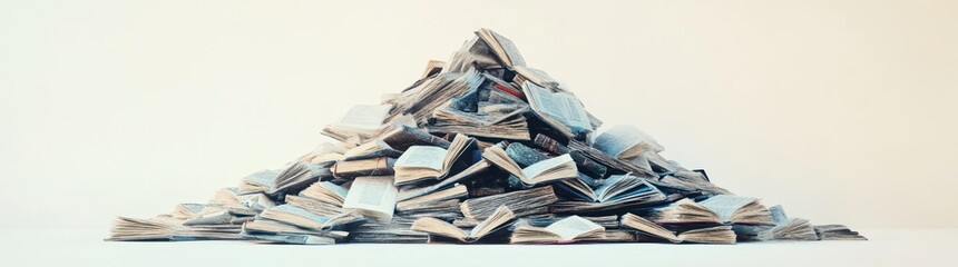 A pile of assorted books stacked haphazardly, showcasing a love for reading and knowledge.