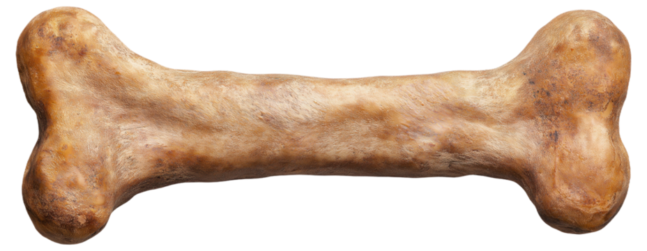 PNG Large realistic dog bone chew toy on white background