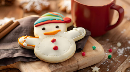 Fototapeta premium Festive Snowman Cookie Illustration