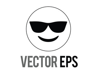 Smiley face line icon with black sunglasses