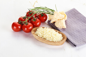 Shredded Italian hard parmesan cheese