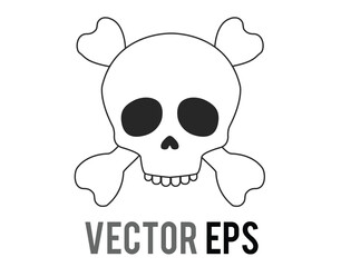 Isolated vector gradient whitish gray human skull with crossbones icon